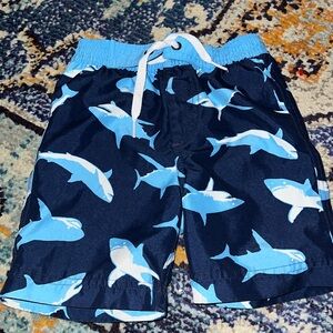 Hanna Anderson boys 2T shared themed swim trunks navy & cornflower blue. GUC.